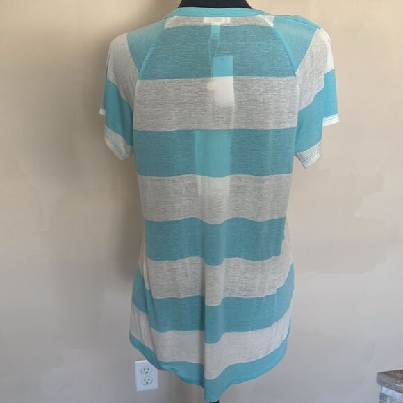 Soft Joie Teal and White Relaxed Short Sleeve Tee - Picture 4 of 6